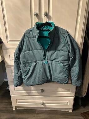 adidas Beyond The Course Twistweave Loose Quarter-Zip Puffer Jacket - Teal